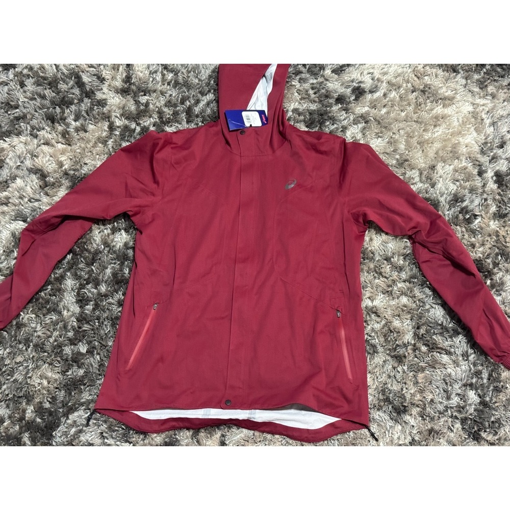 Size Large‎ Asics Mens Dark Red Long Sleeve Lightweight Hooded Accelerate Jacket